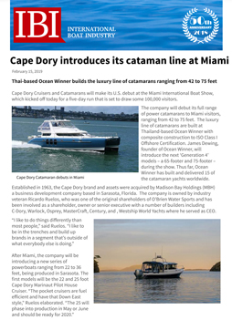 Cape Dory introduces its Cataman Line at Miami